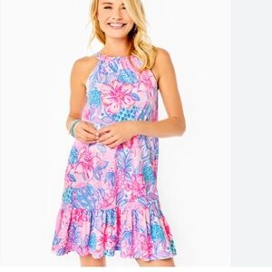 GUC Lilly Pulitzer Saira Pink Midi Dress Size 6 Pineapples 🍍 Print